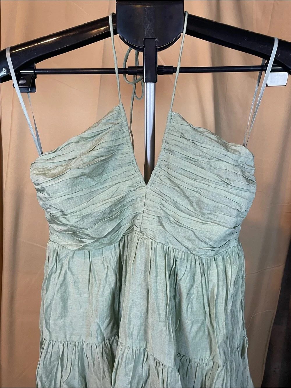 Windsor Sage Tiered Halter Dress - Medium - NWT